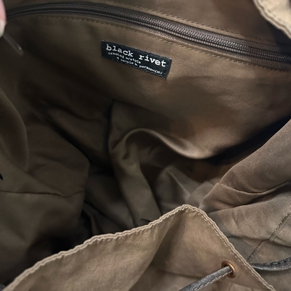Black Rivet Leather & Waxed Canvas  backpack size Medium - Picture 8 of 9